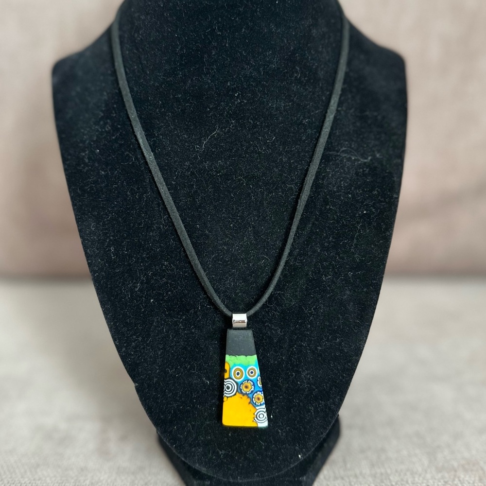 Handmade Glass Pendant Necklace from Spain, NEW